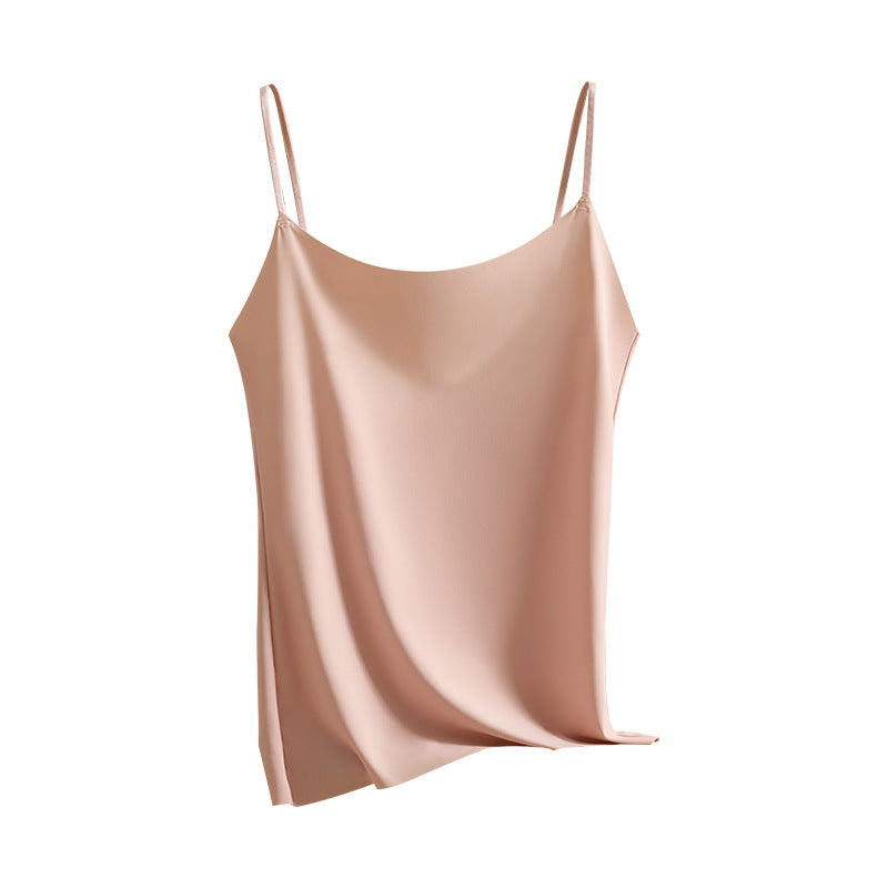 Summer Seamless Ice Silk Camisole Womens Solid Color Casual Inner Layer Top