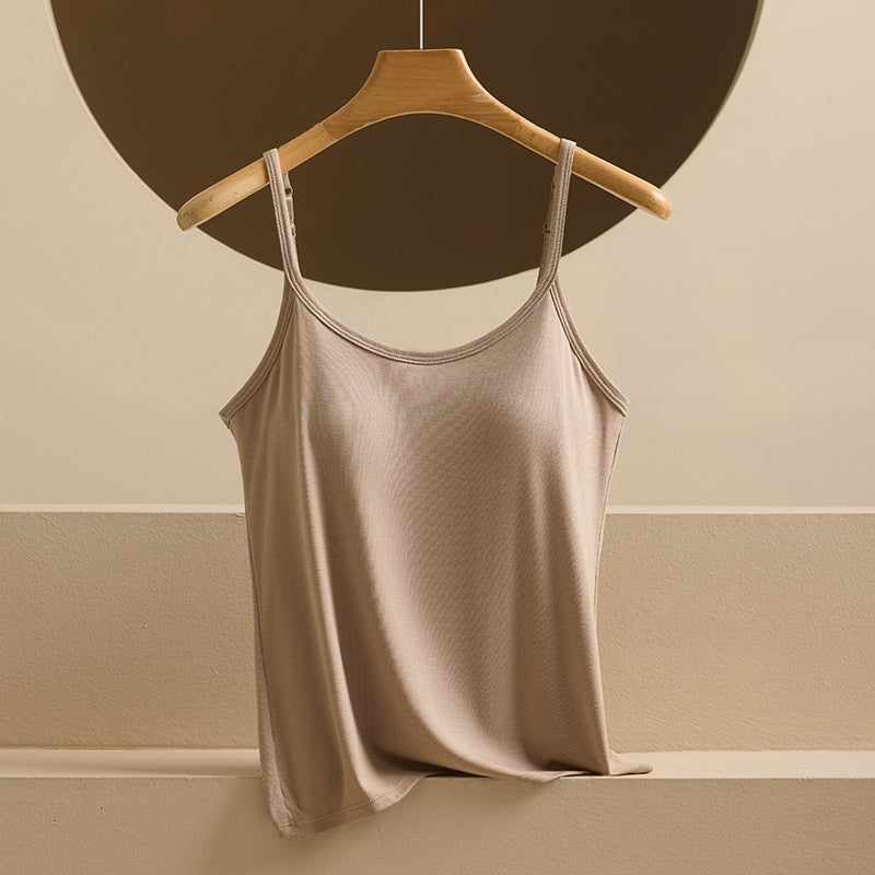 Adjustable Strappy Tank Top Womens One-Piece Base Layer With Padded Cups Beautiful Back Outerwear