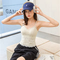 French-style Eyelash Lace Camisole For Women One-piece With Padded Cups