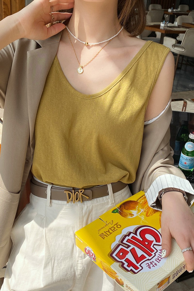 Strap Vest Women's Summer Outerwear White Base Layer