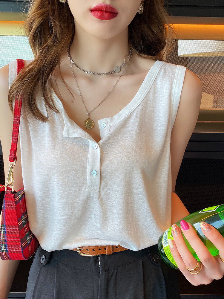 Strap Vest Women's Summer Outerwear White Base Layer