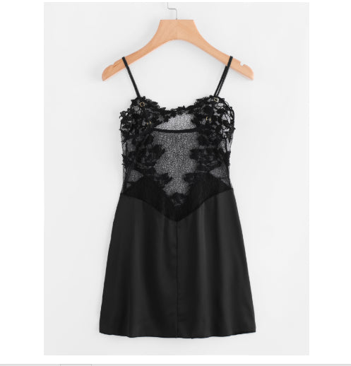 Lace See-through Nightdress Best-selling High-stretch Silk Lingerie Camisole For Women