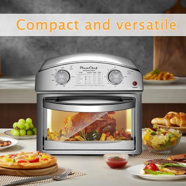 Stainless Steel 12-Liter Air Fryer, Dual Knob Control, 450°F