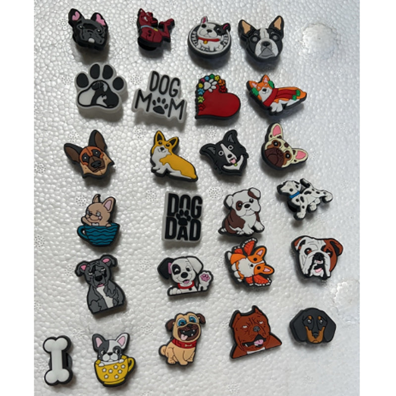 25pcs New Cartoon Animal Dog Series Hole Shoes, Flower Shoes, Buckle Accessories, Cute Garden Shoes Decoration