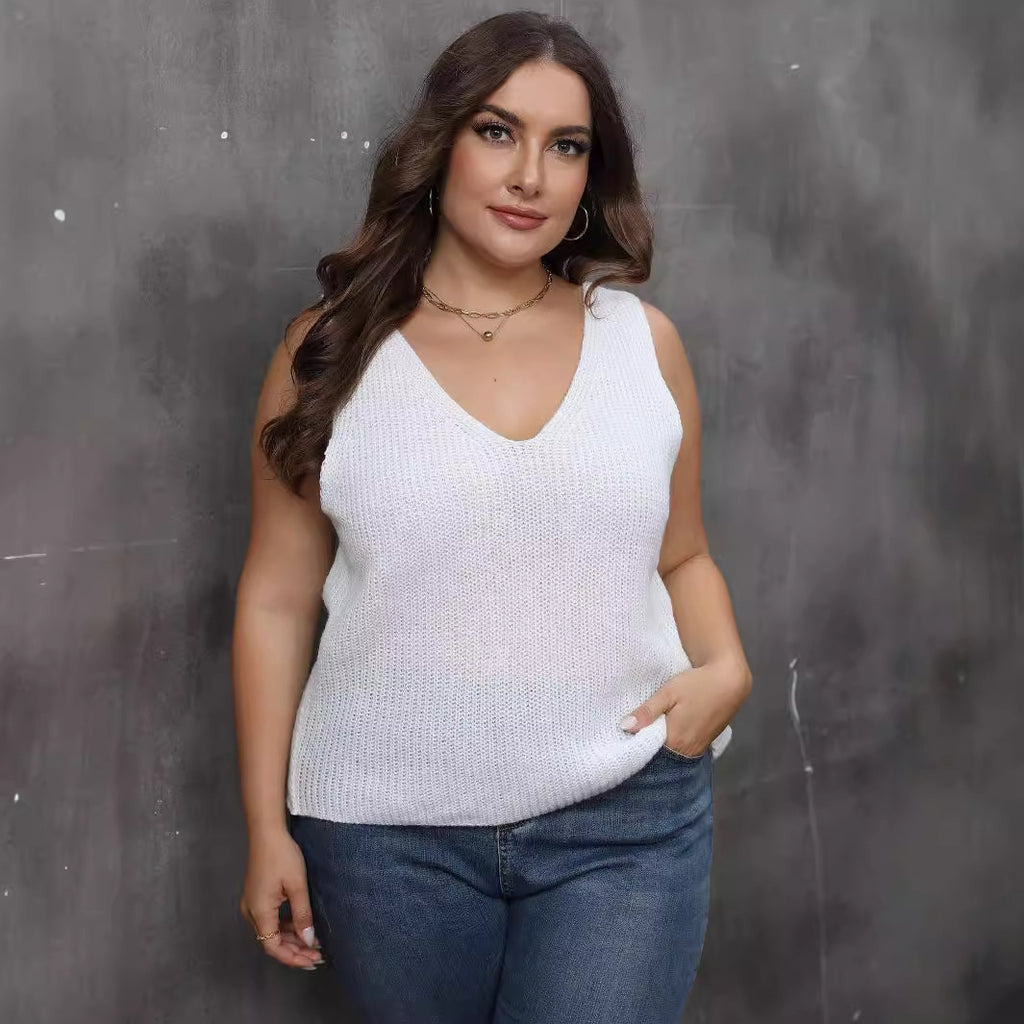 Back-cross V-neck Casual Base Sweater Knitted Top For Women
