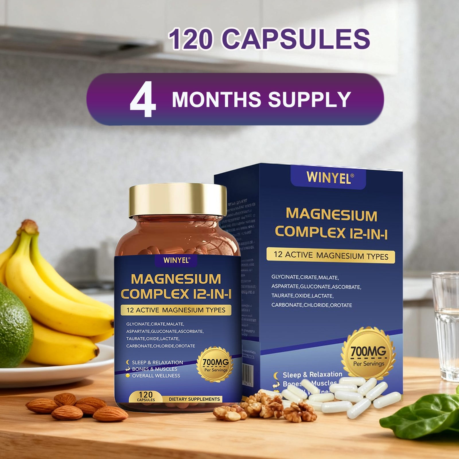 WINYEL Magnesium Complex 700mg 12 In 1 Magnesium Supplement With