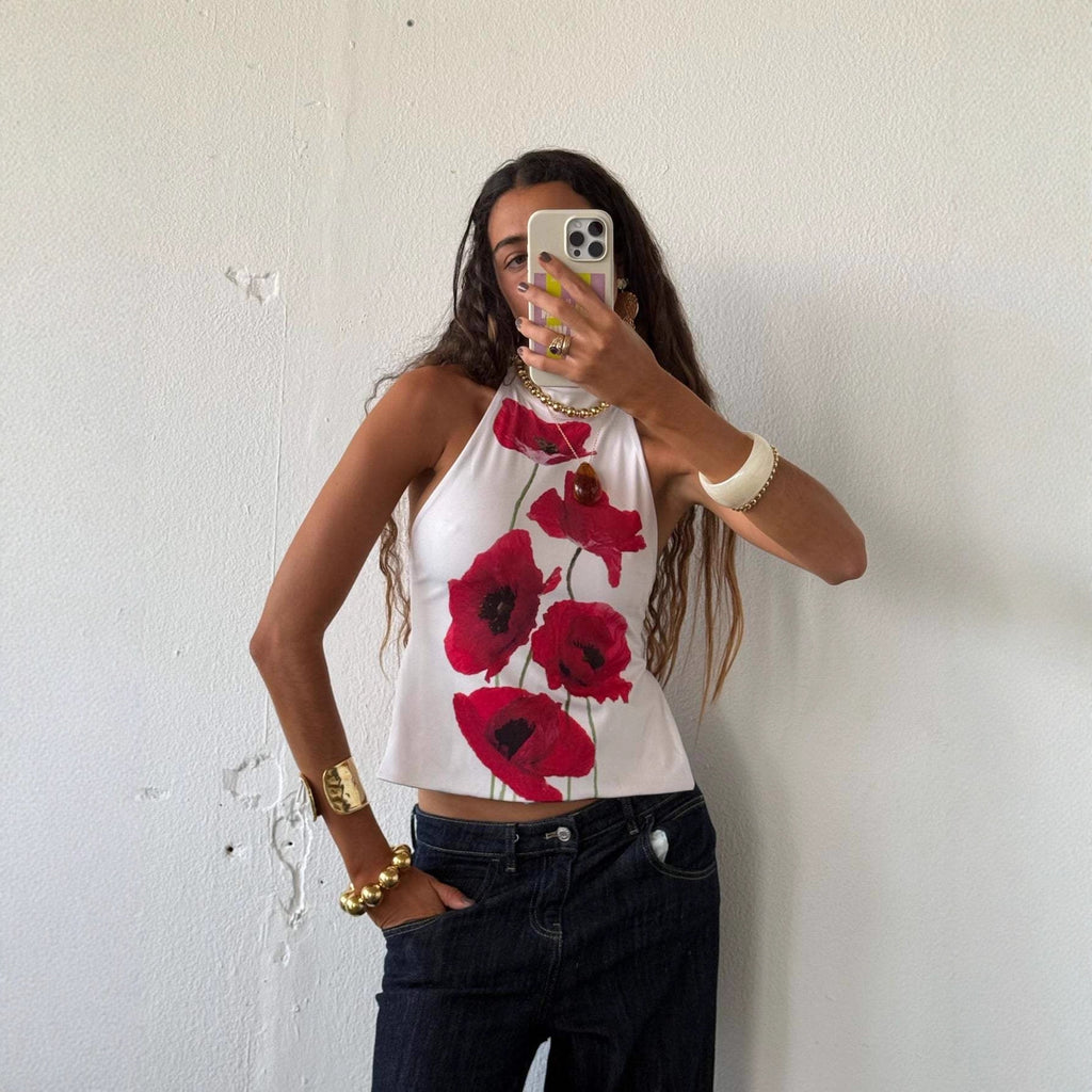 Fashionable Printed Halter Neck Tube Top Reversible Women's