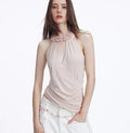 Women's Fashionable Sexy Glittery Knitted Halterneck Tank Top
