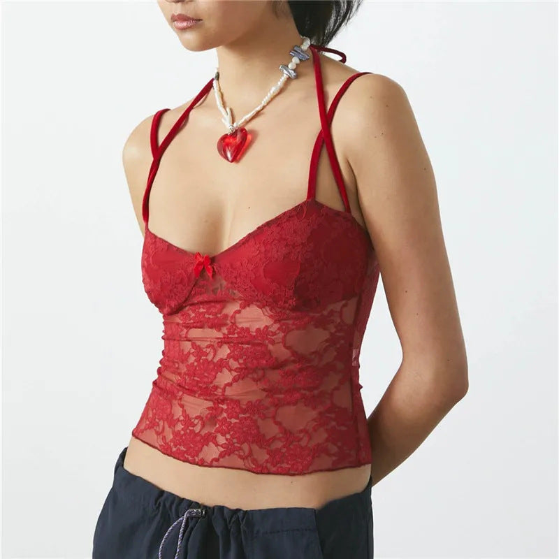 V-neck Strappy Sheer Sexy Backless Top For Women