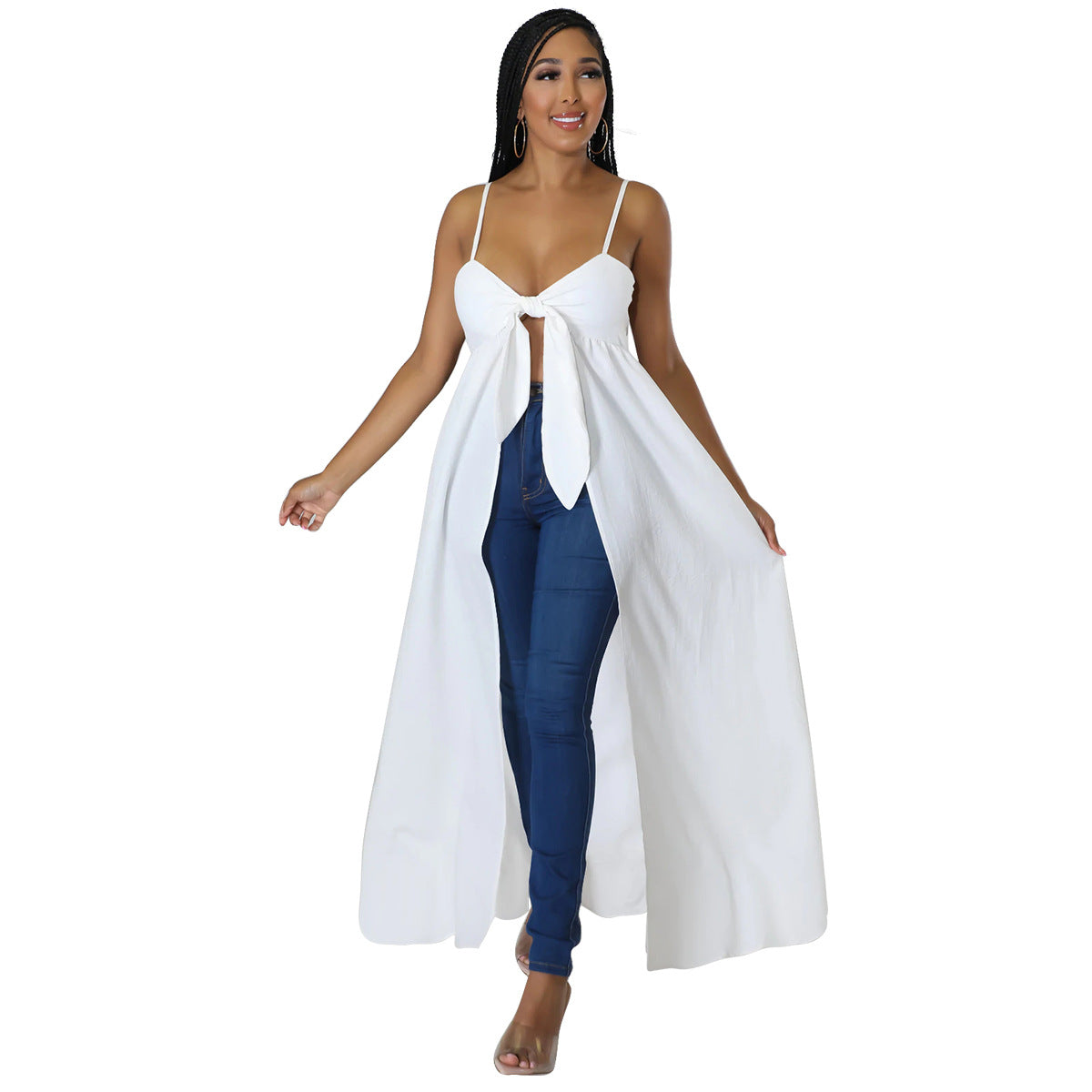 Womens Sexy Camisole Irregular V-Neck Slit T-Shirt