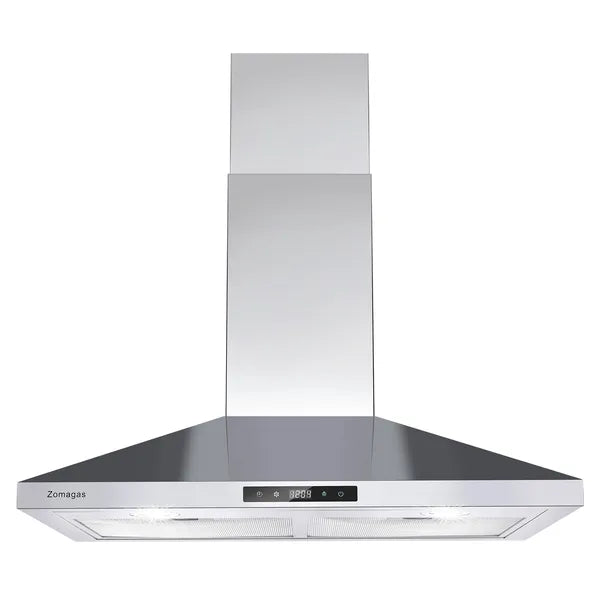 30 Inch Range Hood Wall Mounted 450 CFM Touch Panel Kitchen Stainless