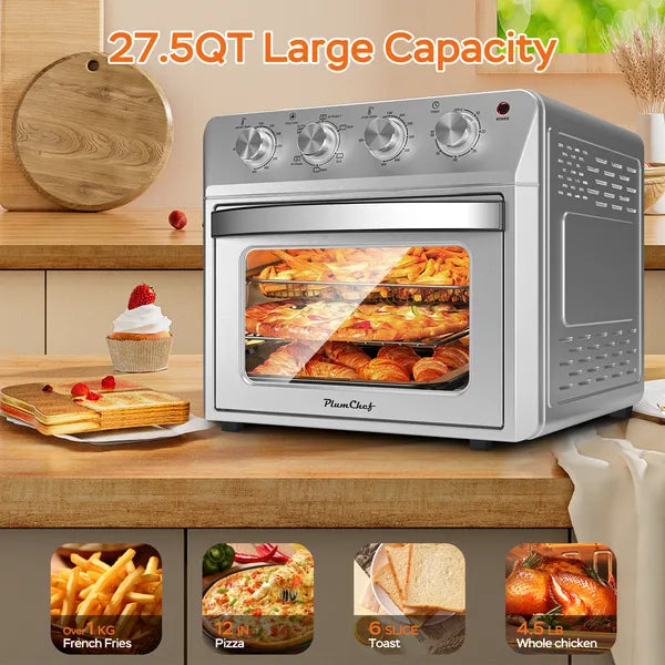 27.5QT 6-in-1 Air Fryer Toaster Oven Dropdown-Door 6-Slice Countertop