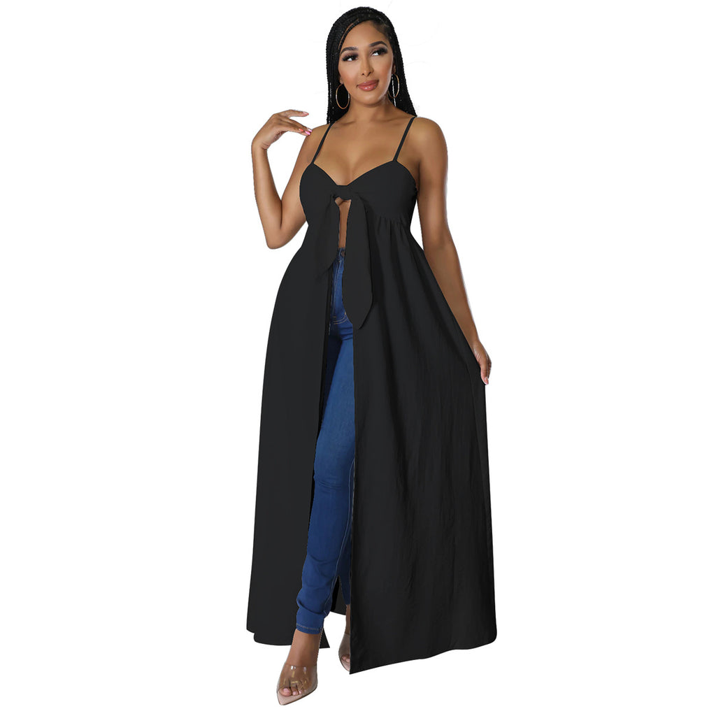 Womens Sexy Camisole Irregular V-Neck Slit T-Shirt