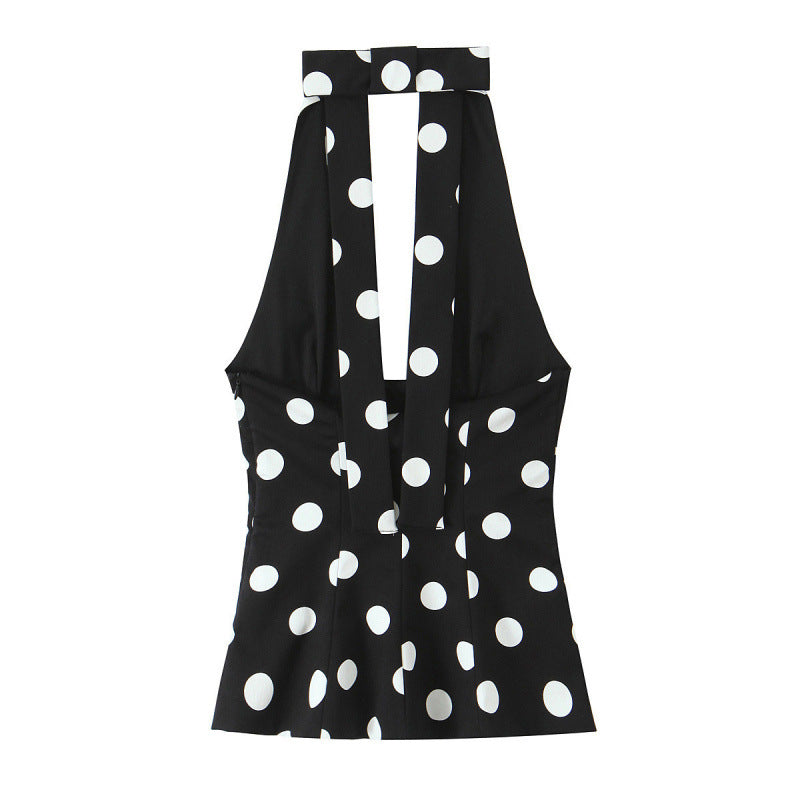 Women's Fashionable Polka-dot Halter-neck Top
