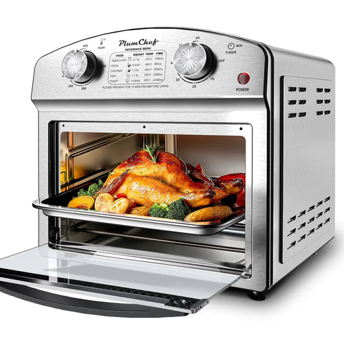 Stainless Steel 12-Liter Air Fryer, Dual Knob Control, 450°F