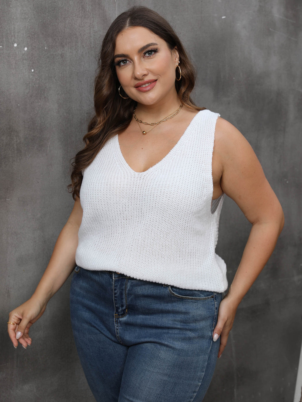Back-cross V-neck Casual Base Sweater Knitted Top For Women
