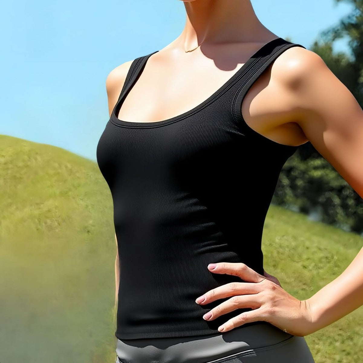 Threaded Strap Padded Comfortable Slim-fit Inner Or Outer Wear Wide Shoulder Strap Sleeveless Tank Top