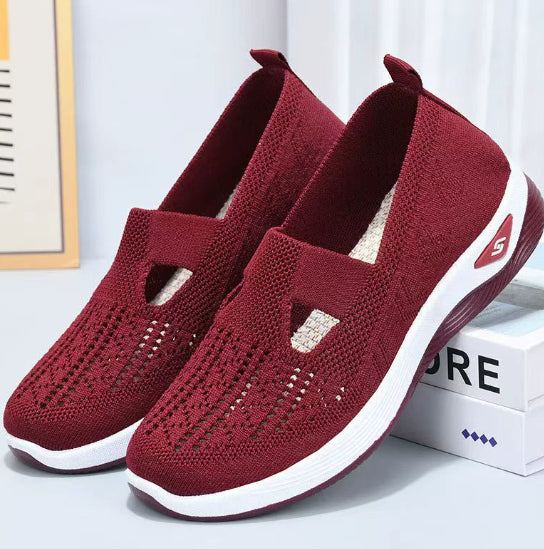 Old Beijing Cloth Shoes Women's Shallow Mouth Mesh Breathable Non-slip Soft Bottom Slip-on Women's Shoes
