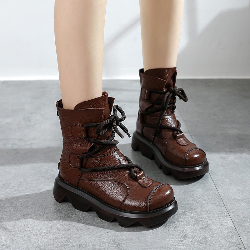 Top Layer Cowhide Platform Platform Boots