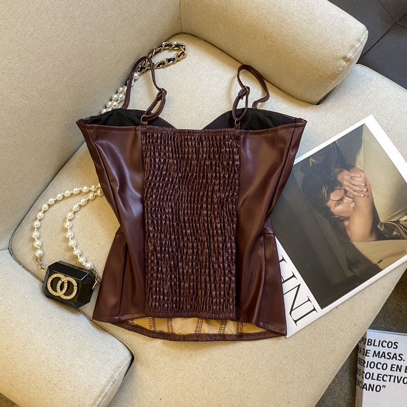 PU Leather Slim-fit Versatile Top
