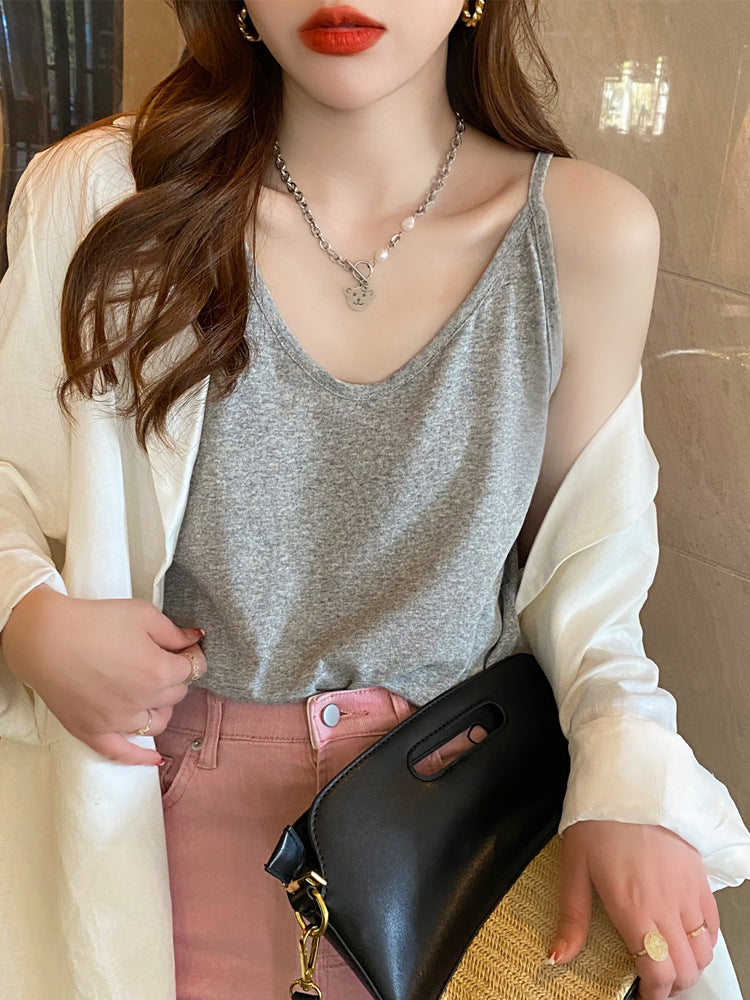 Strap Vest Women's Summer Outerwear White Base Layer