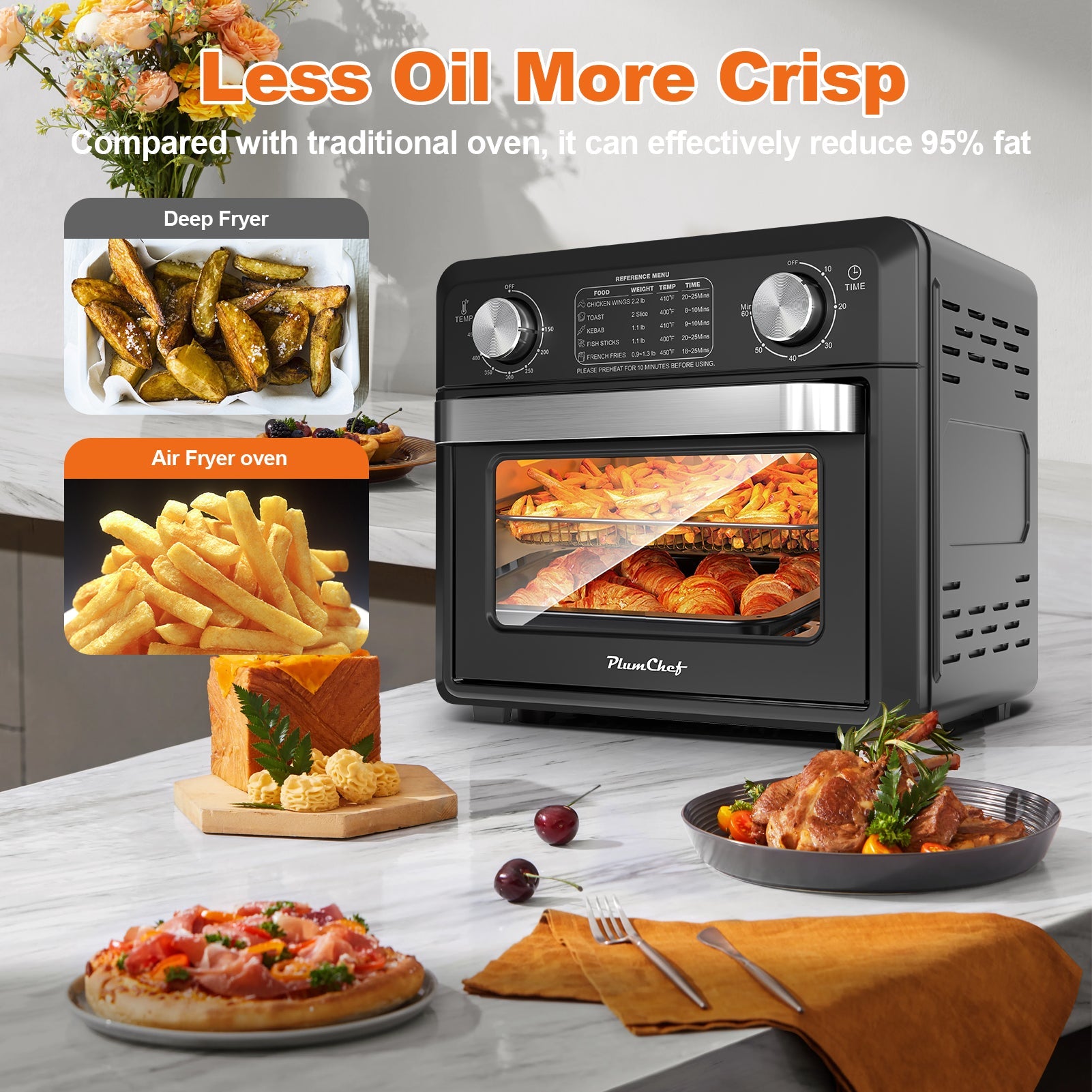 11QT Compact Air Fryer Toaster Oven, 1000W, Convection Countertop,