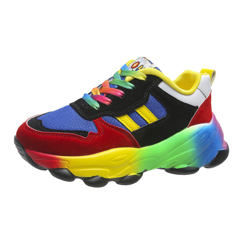 Women's Fashion Thick Bottom Colorful Front Lace-up Sneakers ( women's shoes)