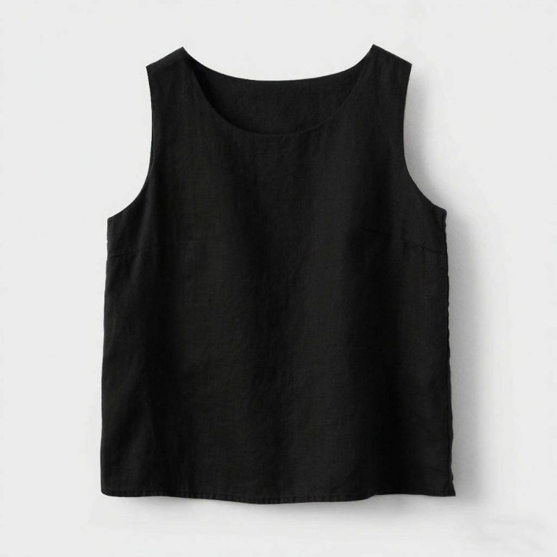 Cotton-linen Crew-neck Loose Camisole Sleeveless Pure Cotton Top