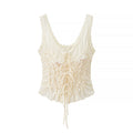 Womens Pleated Slim-Fit Camisole Top With Bow-Tie Straps