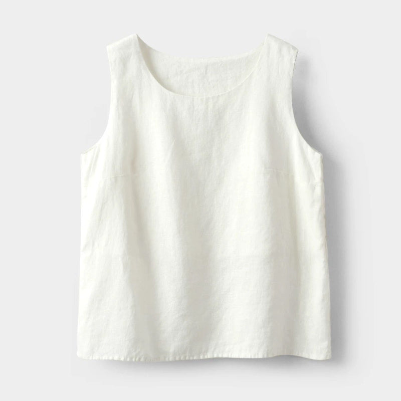 Cotton-linen Crew-neck Loose Camisole Sleeveless Pure Cotton Top