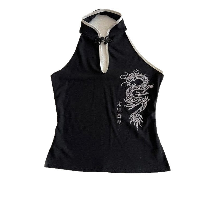 Summer New Vintage Halter Top With Buttoned Knots