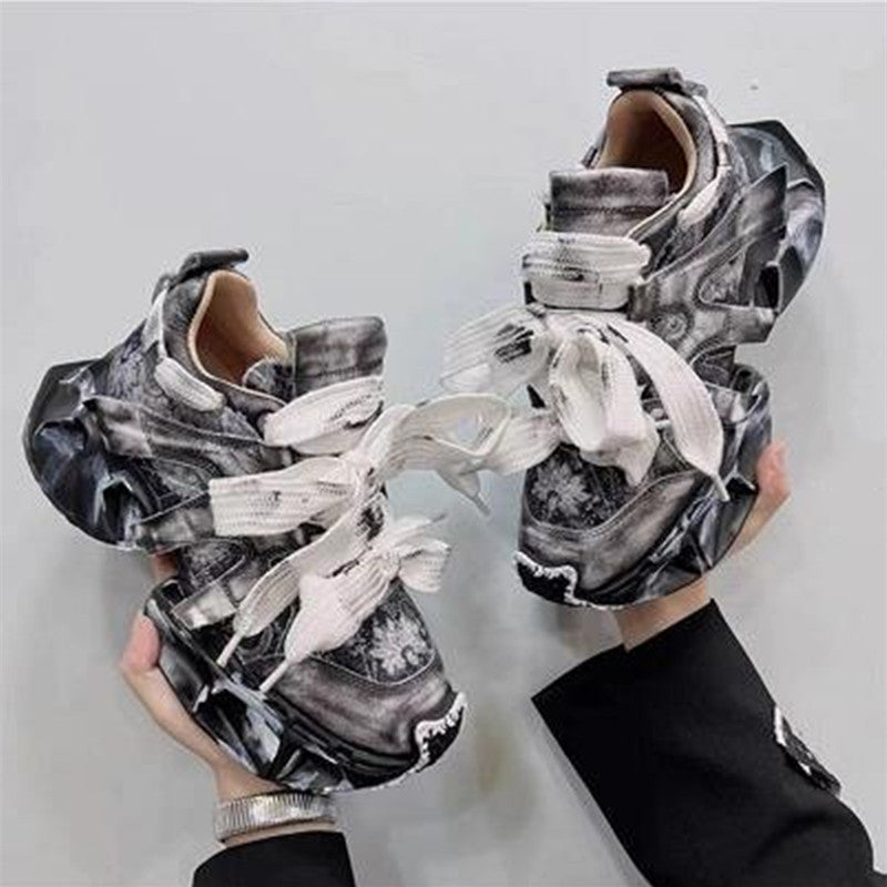 Women's Fashion Graffiti Thick Bottom Heightening Shoes