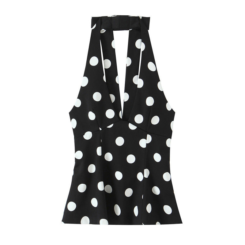 Women's Fashionable Polka-dot Halter-neck Top