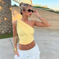 Off-Shoulder Tube Top Backless Ruched Tank Top T-Shirt Womens