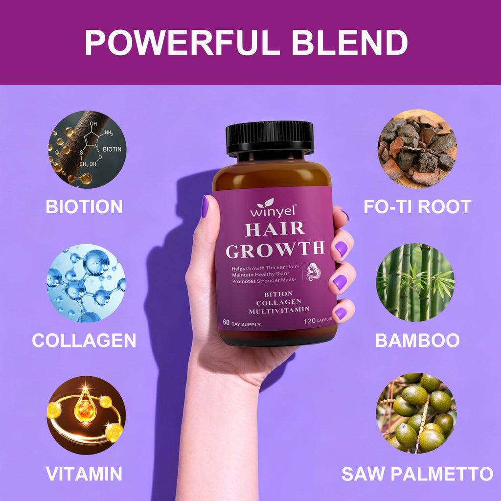 Hair Growth Vitamins Containing 1,000 Mcg Ofbiotin, Collagen, Saw