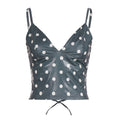 Polka Dot V-neck Leather Camisole For Women, Slim-fit And Versatile