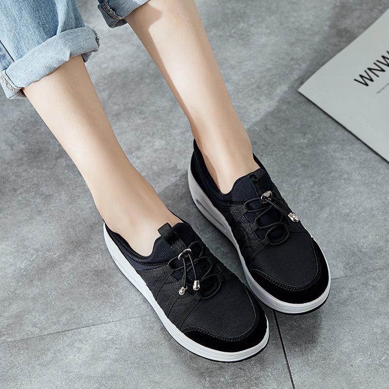 Shallow-mouth Thick-soled Flying Woven Mesh Breathable Sports Casual Shoes