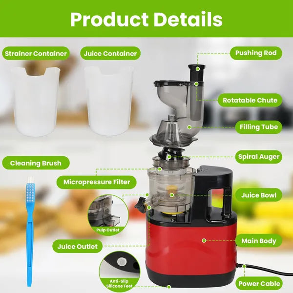 Cold Press Juicer Machine 300W Electric Slow Masticating Juicer For