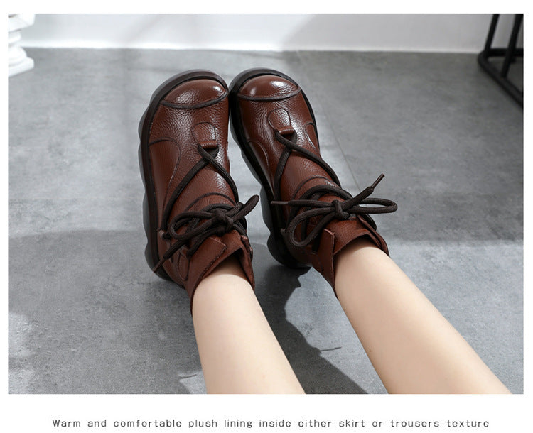 Top Layer Cowhide Platform Platform Boots
