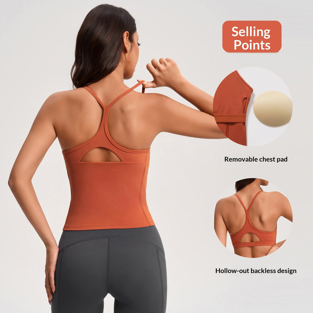 Womens Yoga Tank Top With Thin Straps For A Beautiful Back Base Layer