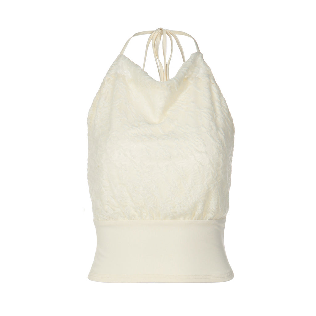 Sexy Lace Patchwork Backless Cinched Waist Lace-up Camisole