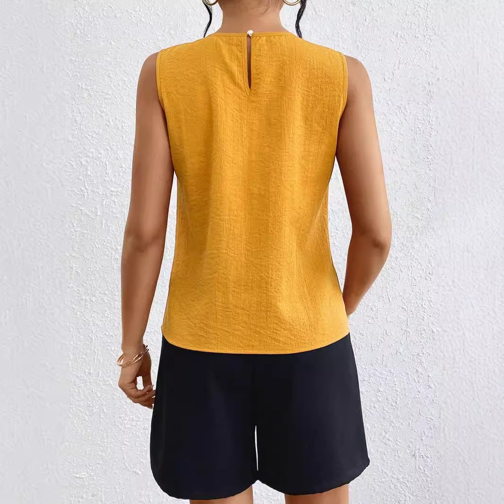 Women's Solid Color Sleeveless V-neck Creative Top