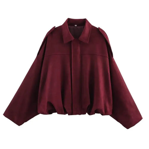 HH Women's Street Fashion Solid Loose Suede Texture Coats Causal Long