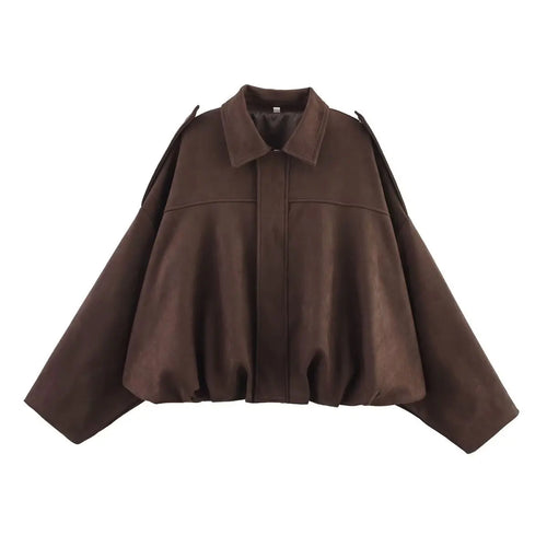 HH Women's Street Fashion Solid Loose Suede Texture Coats Causal Long