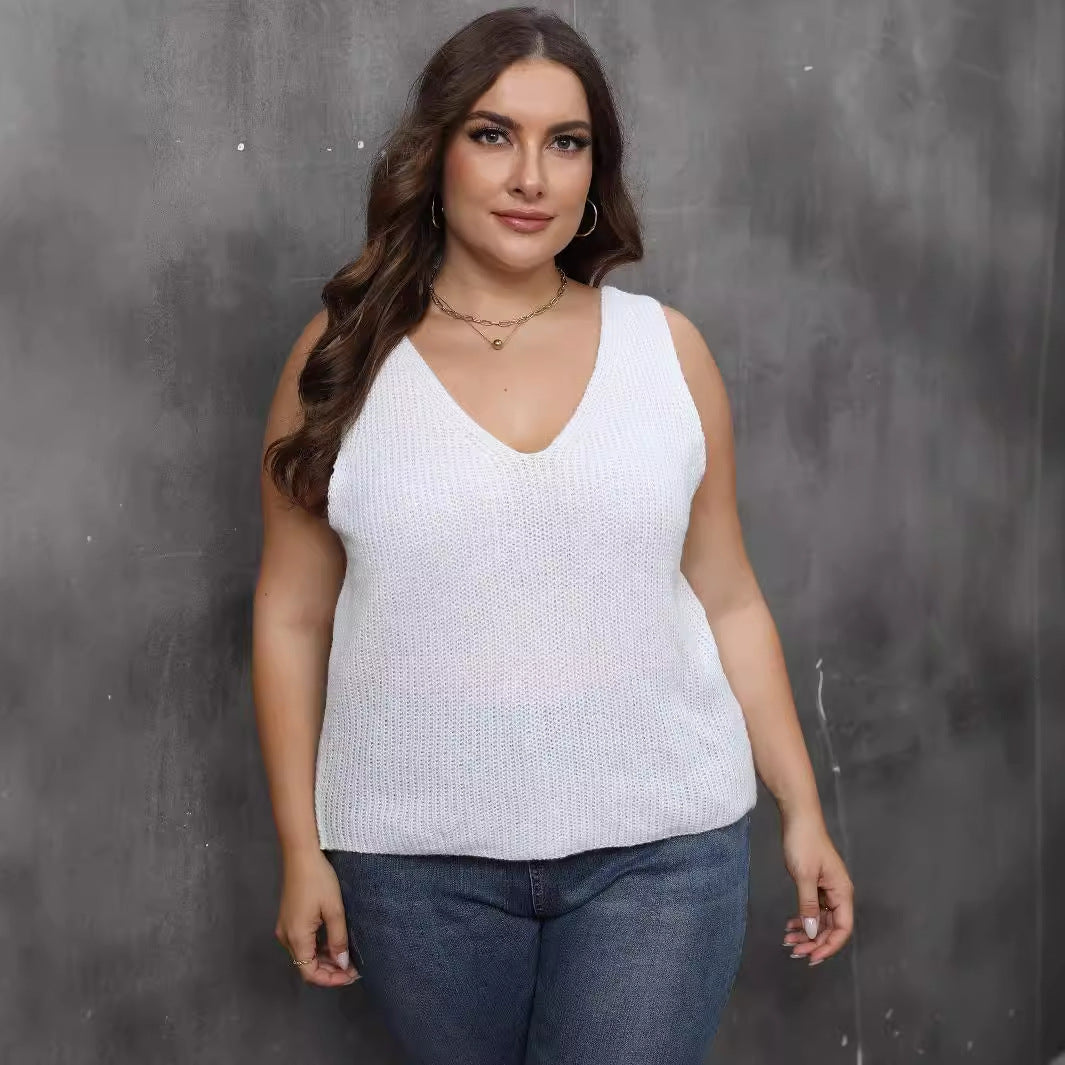 Back-cross V-neck Casual Base Sweater Knitted Top For Women