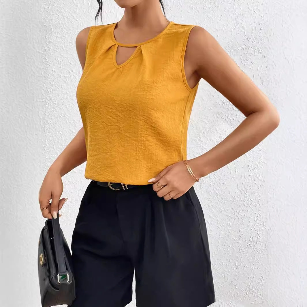 Women's Solid Color Sleeveless V-neck Creative Top