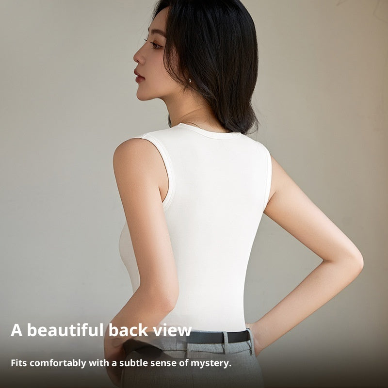 Womens Camisole Inner Layer Solid Color Square Neck Plus Size Sleeveless Base Shirt Slimming Bottoming Vest