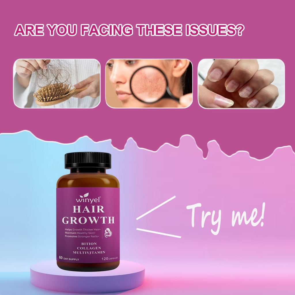 Hair Growth Vitamins Containing 1,000 Mcg Ofbiotin, Collagen, Saw