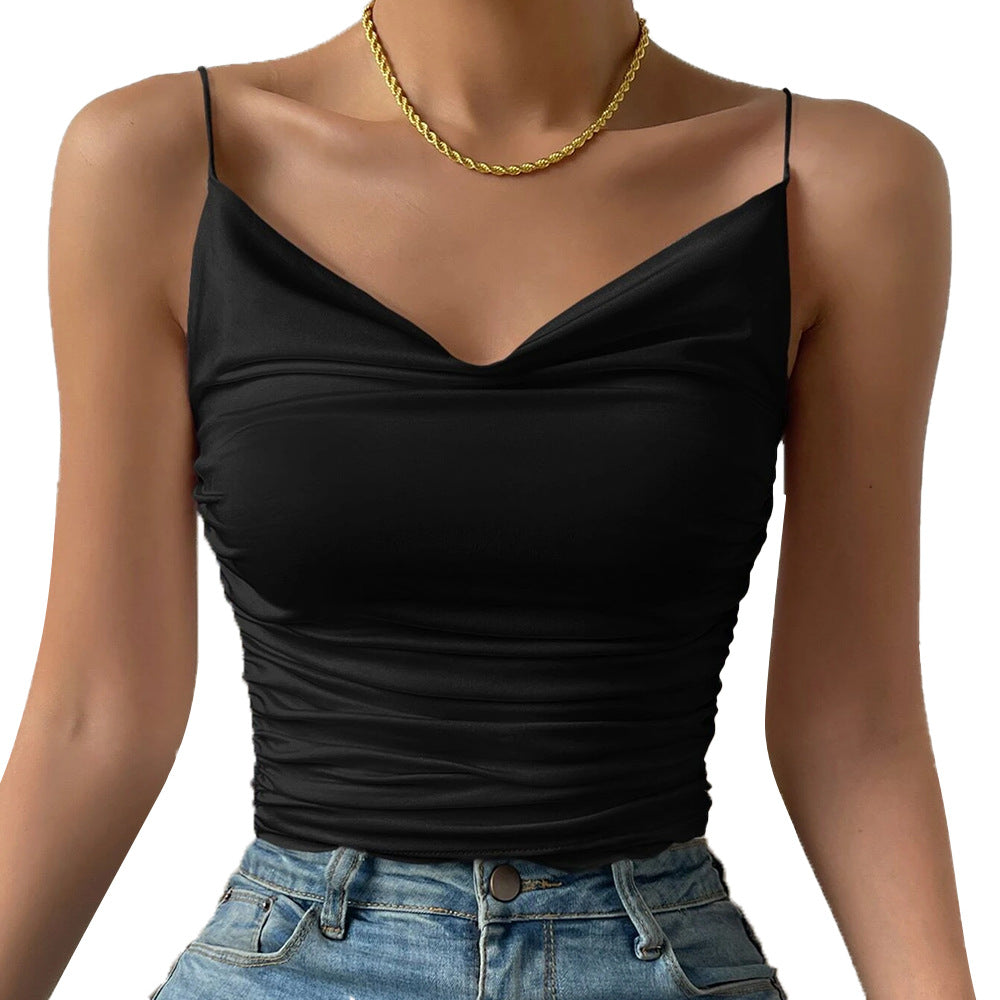 New Womens Slim-fit Elegant Boat-neck High-elastic Knitted Camisole