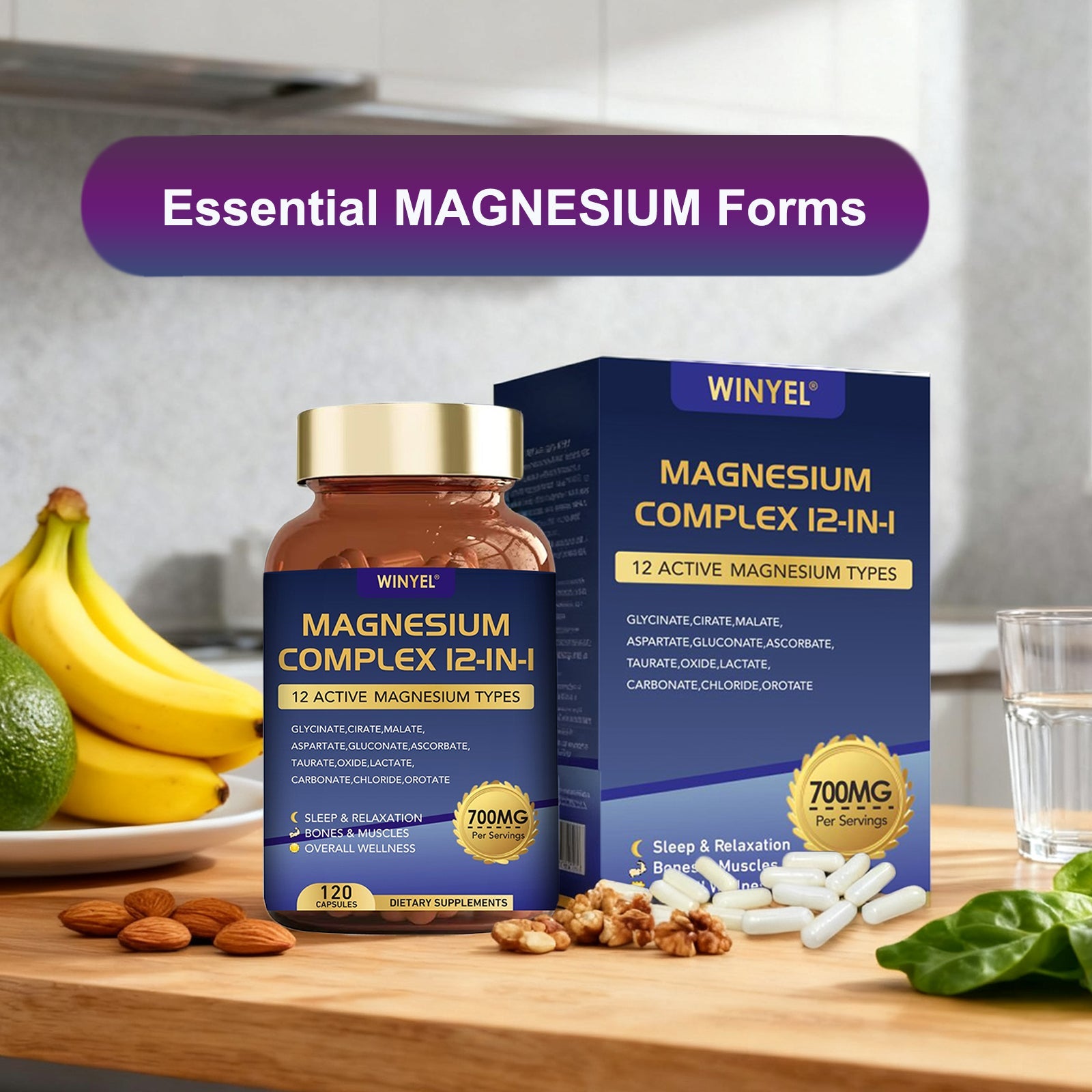 WINYEL Magnesium Complex 700mg 12 In 1 Magnesium Supplement With